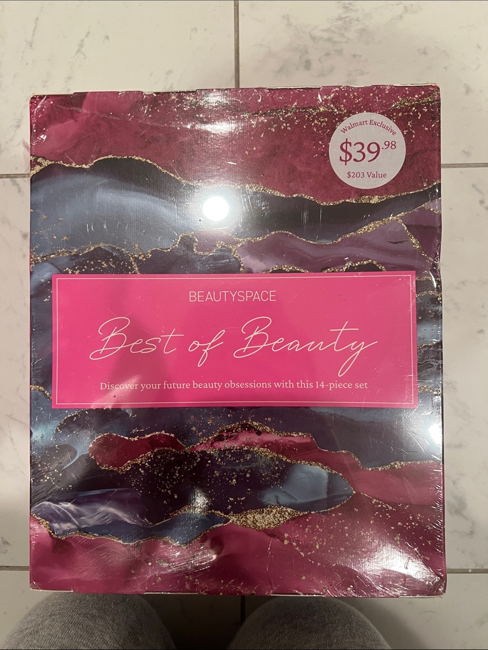 BeautySpace "Best of Beauty" 14-Piece Makeup Set - Pink Marble Packaging